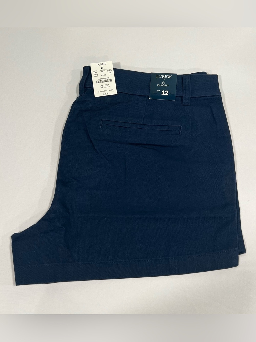 J. Crew Navy Flat-Front 3 1/2” Chino Shorts NWT